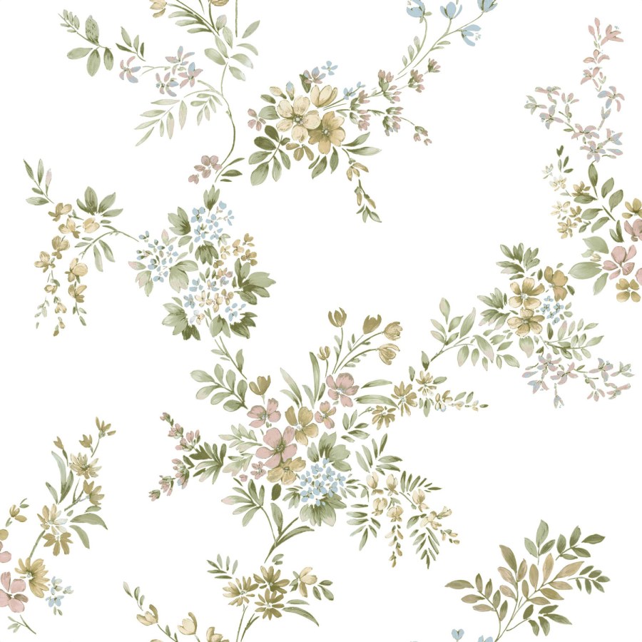 Bijela flis tapeta za zid s cvjetnim uzorkom, 12312, Fiori Country, Parato | Ljepilo Gratis - Parato by Cristiana Masi