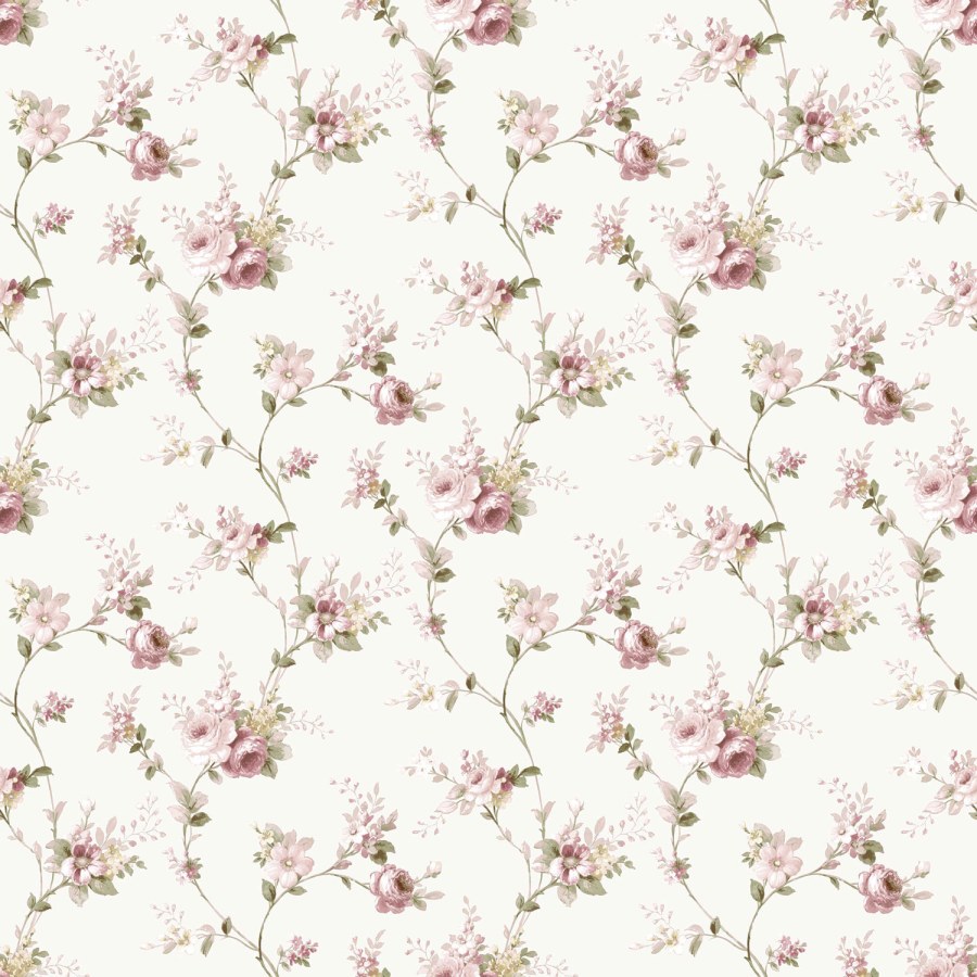 Bijela flis tapeta za zid s cvjetnim uzorkom, 12318, Fiori Country, Parato | Ljepilo Gratis - Parato by Cristiana Masi