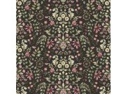 Crna flis tapeta za zid s cvjetnim ornamentalnim uzorkom, 12329, Fiori Country, Parato | Ljepilo Gratis Parato by Cristiana Masi
