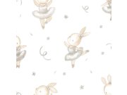 Dječja flis tapeta za zid, bijela, siva, zečići, 4431, Momi, Parato by Cristiana Masi | Ljepilo Gratis