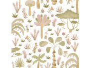 Dječja flis tapeta za zid, ružičasta, zelena, tropske biljke, 4423, Momi, Parato by Cristiana Masi | Ljepilo Gratis Parato by Cristiana Masi