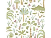 Dječja flis tapeta za zid, zelena, plava, tropske biljke, 4420, Momi, Parato by Cristiana Masi | Ljepilo Gratis Parato by Cristiana Masi
