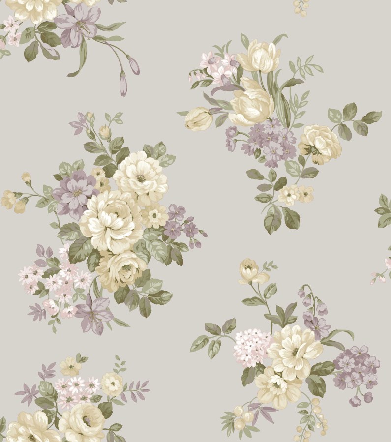 Siva flis tapeta za zid s cvjetnim uzorkom, 12301, Fiori Country, Parato | Ljepilo Gratis - Parato by Cristiana Masi