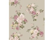 Siva flis tapeta za zid s cvjetnim uzorkom, 12302, Fiori Country, Parato | Ljepilo Gratis Parato by Cristiana Masi