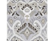 Siva flis tapeta za zid s ornamentima, etno uzorak, 26421, Thai, Cristiana Masi by Parato | Ljepilo Gratis