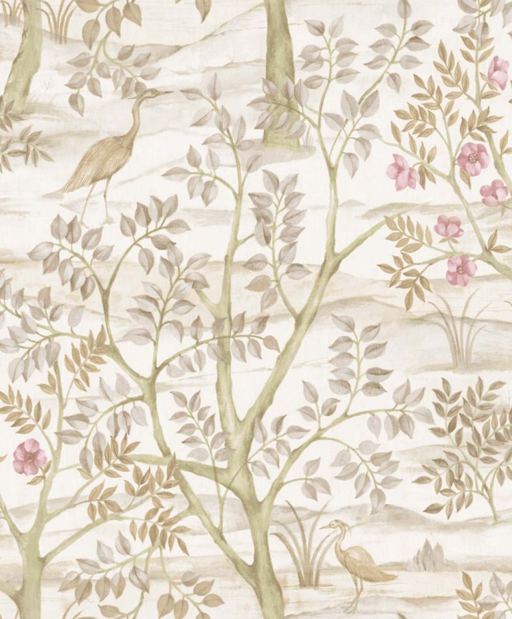 Flis tapeta za zid, bež, drveće, ptice, 8315, Blooming Garden 2, Parato by Cristiana Masi | Ljepilo Gratis
