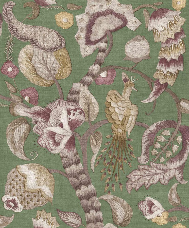 Flis tapeta za zid, ljubičasta, siva, cvjetne grančice, ptice, 5805, Jaipur, Parato by Cristiana Masi | Ljepilo Gratis