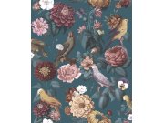 Flis tapeta za zid, plava, cvijeće, papige, 15547, Botany House, Cristiana Masi by Parato | Ljepilo Gratis Parato by Cristiana Masi