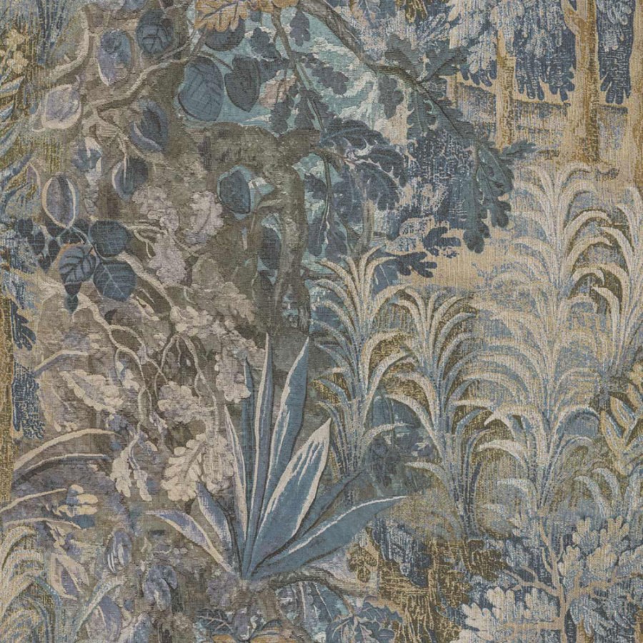 Flis tapeta za zid, plava, siva, biljke, lišće, 5826, Jaipur, Parato by Cristiana Masi | Ljepilo Gratis