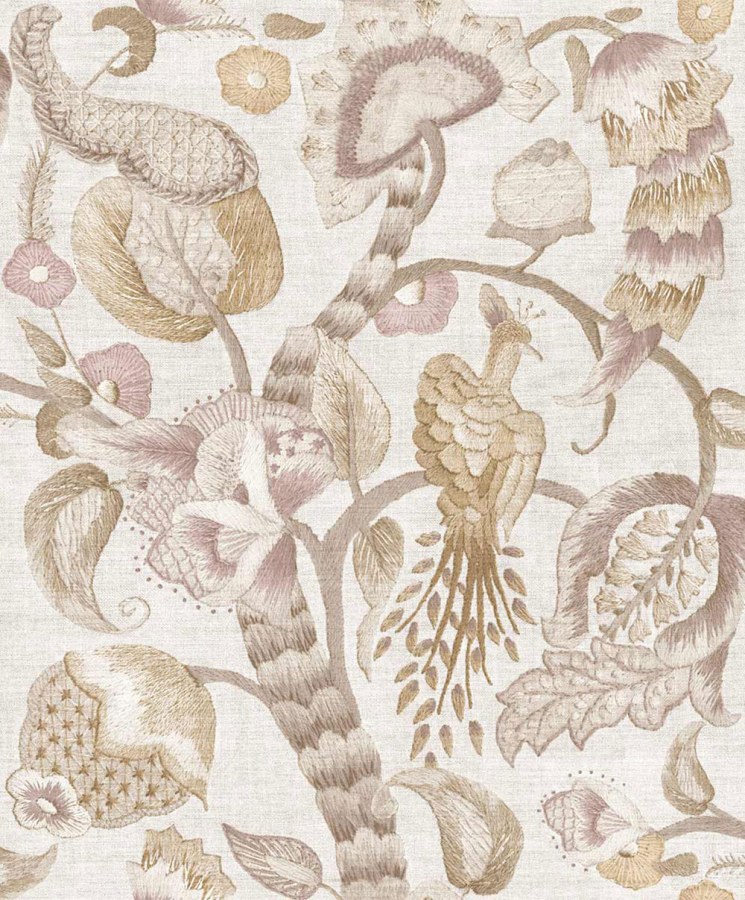 Flis tapeta za zid, ružičasta, bež, cvjetne grančice, ptice, 5804, Jaipur, Parato by Cristiana Masi | Ljepilo Gratis