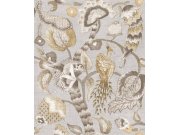 Flis tapeta za zid, siva, bež, cvjetne grančice, ptice, 5801, Jaipur, Parato by Cristiana Masi | Ljepilo Gratis Parato by Cristiana Masi