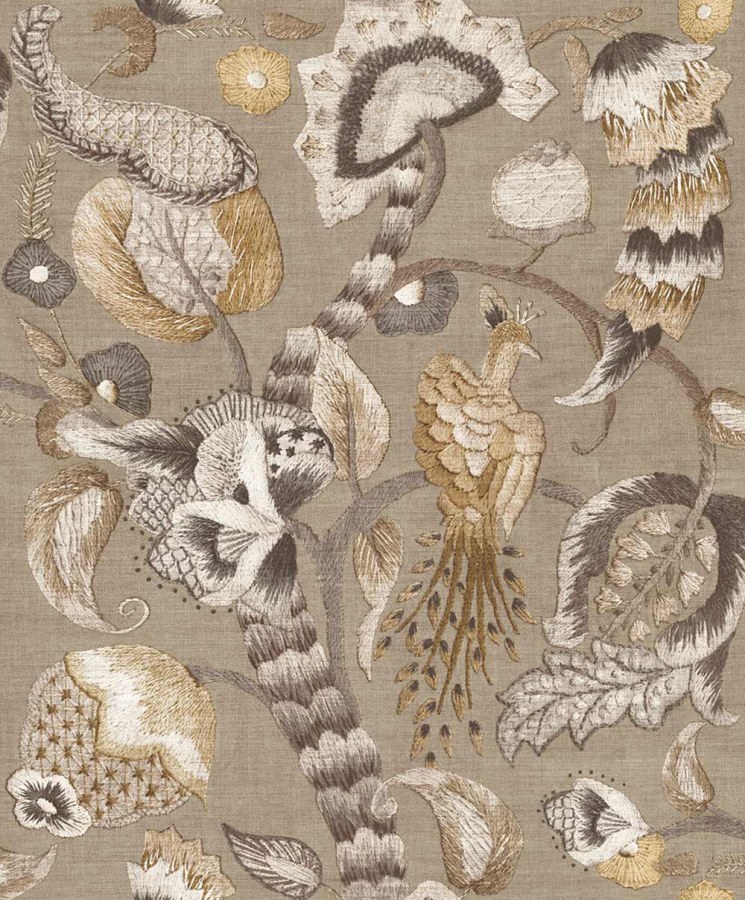 Flis tapeta za zid, siva, crna, cvjetne grančice, ptice, 5802, Jaipur, Parato by Cristiana Masi | Ljepilo Gratis