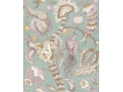 Flis tapeta za zid, siva, zelena, cvjetne grančice, ptice, 5800, Jaipur, Parato by Cristiana Masi | Ljepilo Gratis Parato by Cristiana Masi