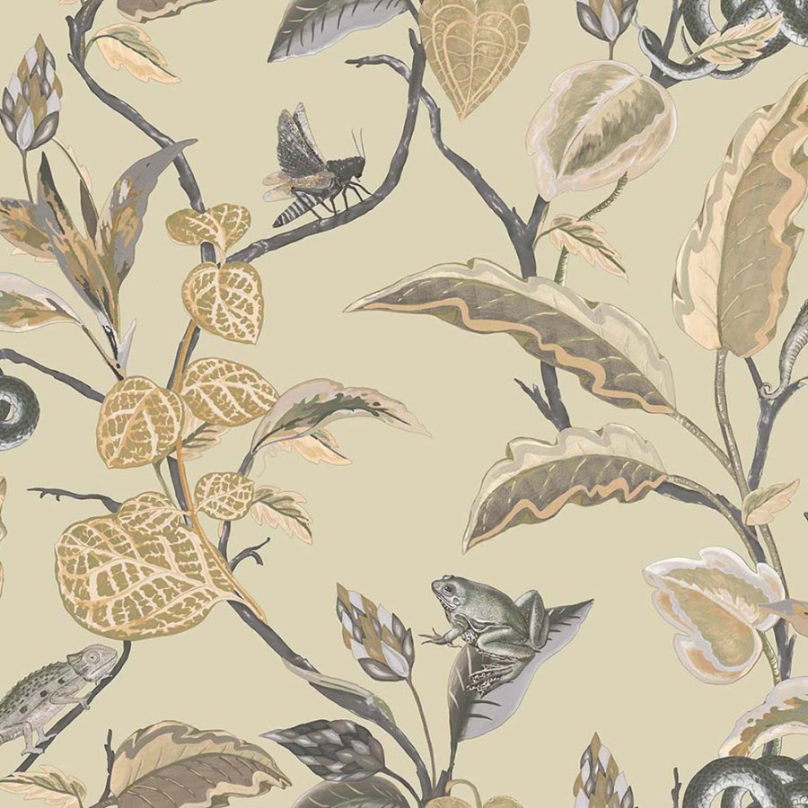 Flis tapeta za zid, zeleno-bež, lišće, 15509, Botany House, Cristiana Masi by Parato | Ljepilo Gratis - Parato by Cristiana Masi