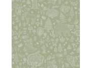 Zelena dječja flis tapeta za zid, životinjice, biljke, 14805, Happy, Parato | Ljepilo Gratis Parato by Cristiana Masi