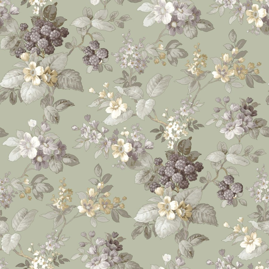 Zelena cvjetna flis tapeta za zid, 12305, Fiori Country, Parato | Ljepilo Gratis - Parato by Cristiana Masi