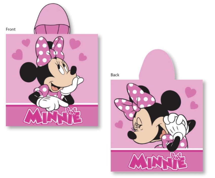 FARO Pončo Minnie srdšca  Pamuk - Frotir, 55/110 cm