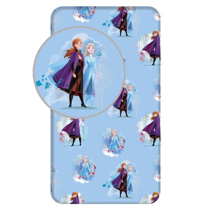 JERRY FABRICS Plahta Ledeno Kraljevstvo 2 blue leaves Pamuk, 90/200 cm - plahte sa licencijom