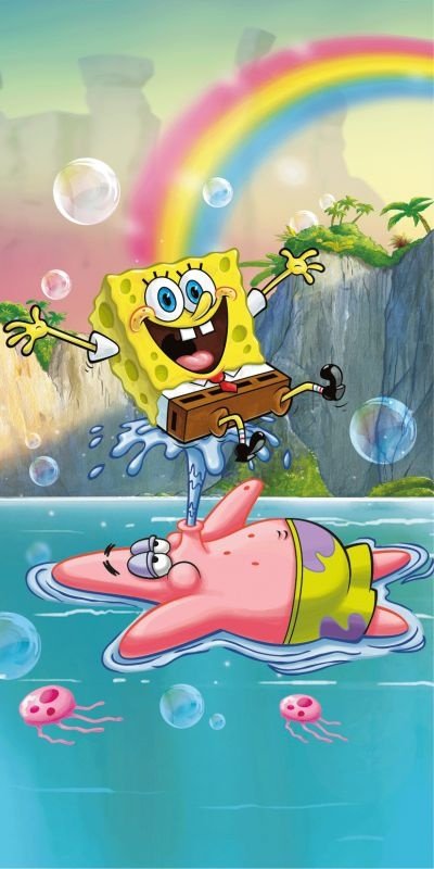 JERRY FABRICS Ručnik Sponge Bob Tropical Duo Pamuk - Frotir, 70/140 cm