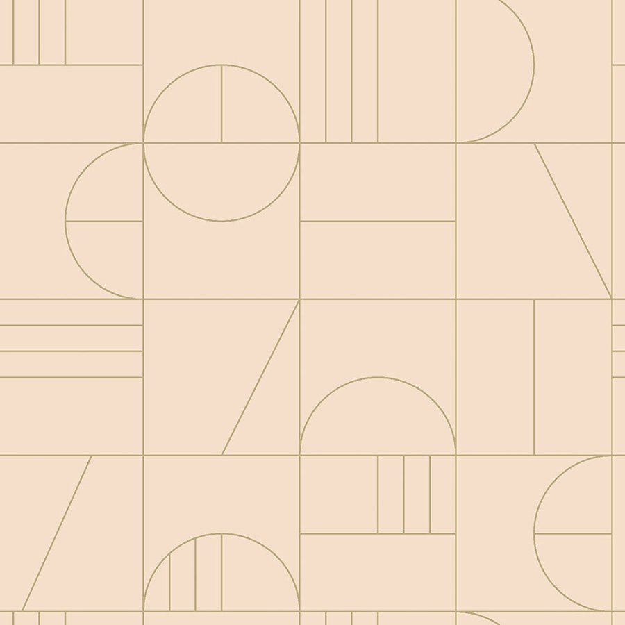 Bež flis tapeta za zid, geometrijski uzorak 139206, Art Deco, Est - Esta Home