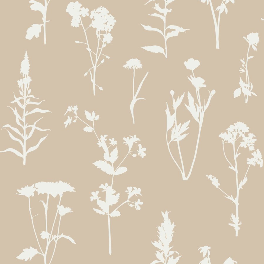 Bež flis tapeta za zid, cvijeće, listovi, 139484, Vintage Flowers, Esta Home