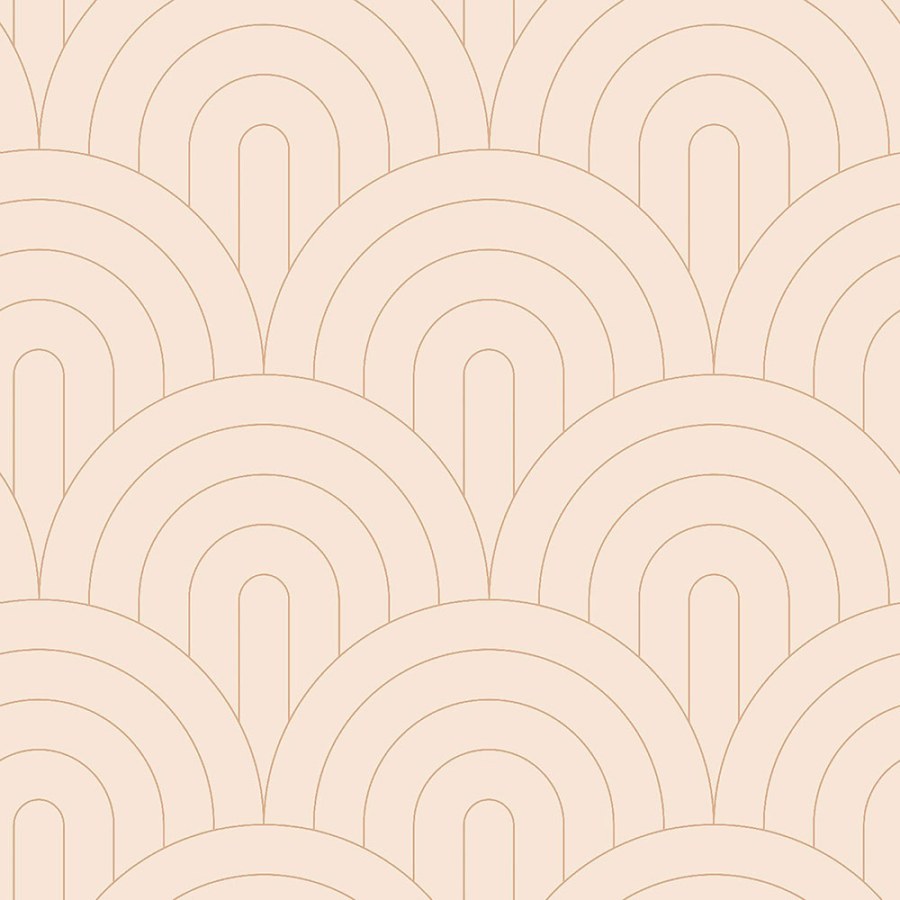 Bež flis tapeta, geometrijski lučni uzorak 139216, Art Deco, Esta - Esta Home
