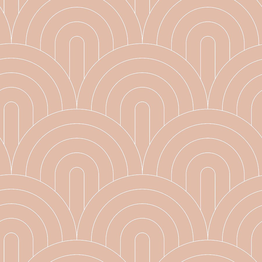 Bež flis tapeta, geometrijski lučni uzorak 139218, Art Deco, Esta