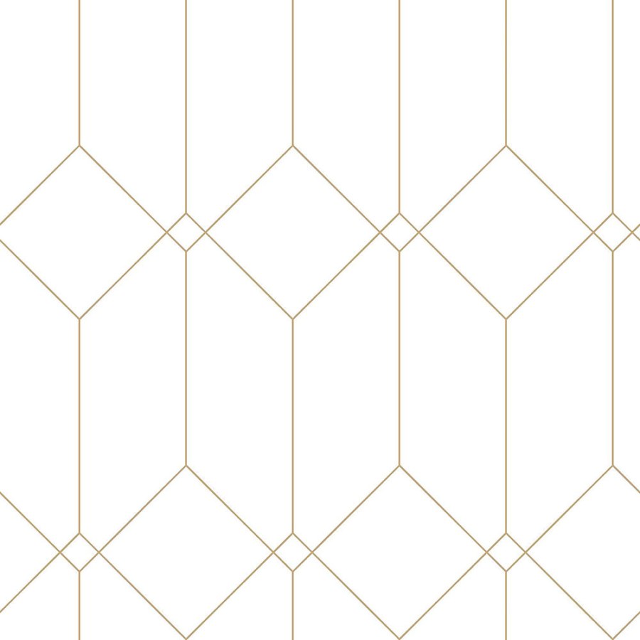 Bijela geometrijska flis tapeta za zid, zlatne linije 139223, Art Deco, Esta - Esta Home