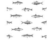 Bijela flis tapeta s crnim ribama 138967, Black & White, Esta