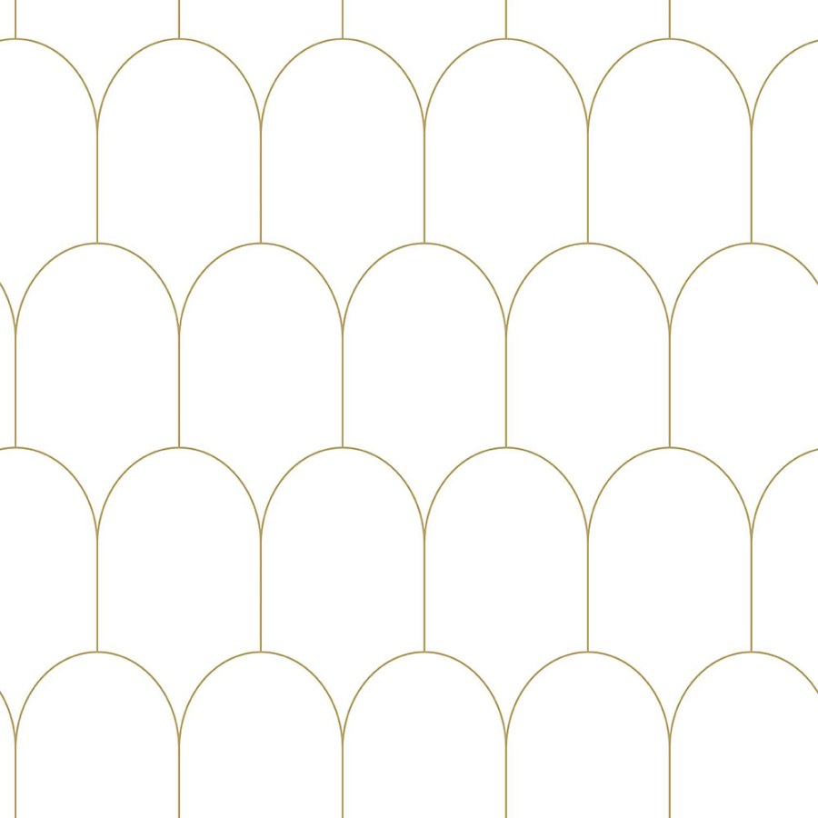 Bijela flis tapeta, geometrijski lučni uzorak 139139, Art Deco, Esta - Esta Home