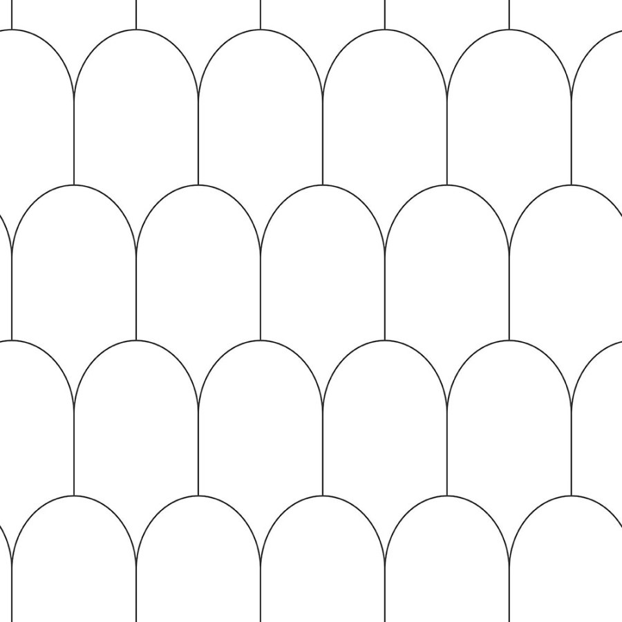Esta Home - Bijela flis tapeta, geometrijski lučni uzorak 139140, Black & White, Esta Bijela flis tapeta, geometrijski lučni uzorak 139140, Black & White, Esta - Esta Home