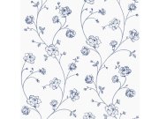 Esta Home - Bijelo-plava flis cvjetna tapeta za zid, 139300, Vintage Flowers, Esta Home Bijelo-plava flis cvjetna tapeta za zid, 139300, Vintage Flowers, Esta Home