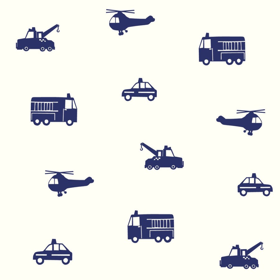 Bijelo-plava flis tapeta za dječake Automobili, helikopteri 137321, Little Bandits, Esta