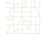 Bijelo-zlatna geometrijska flis tapeta 139141, Art Deco, Esta Esta Home