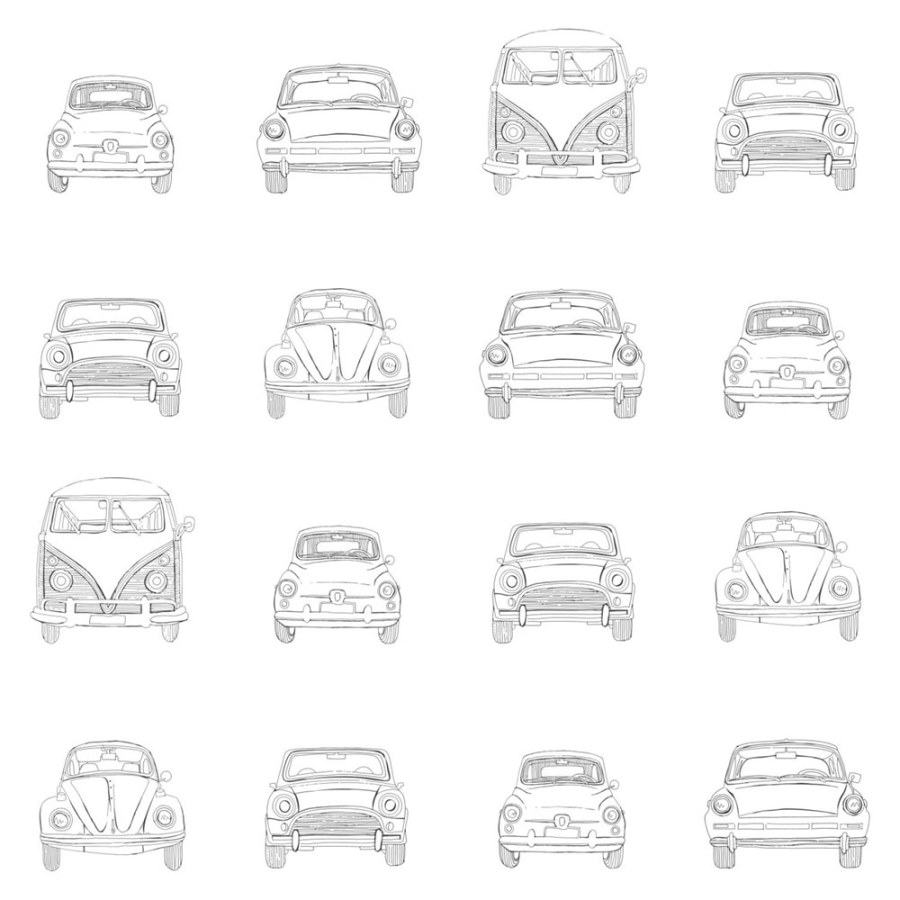 Crno-bijela flis tapeta za zid Automobili 138941, Little Bandits, Esta