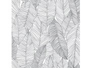 Crno-bijela flis tapeta s listovi 139011, Black & White, Esta