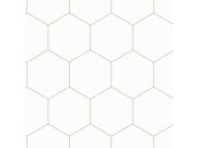 Geometrijska flis tapeta za zid, bijelo-zlatna, 139312, Bloom, Esta Home Esta Home