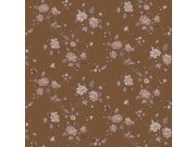 Smeđa flis cvjetna tapeta za zid, 139286, Vintage Flowers, Esta Home