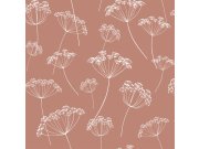Smeđa flis cvjetna tapeta za zid, trave, 139320, Vintage Flowers, Esta Home