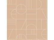 Smeđa flis tapeta za zid, geometrijski uzorak 139208, Art Deco, Est Esta Home