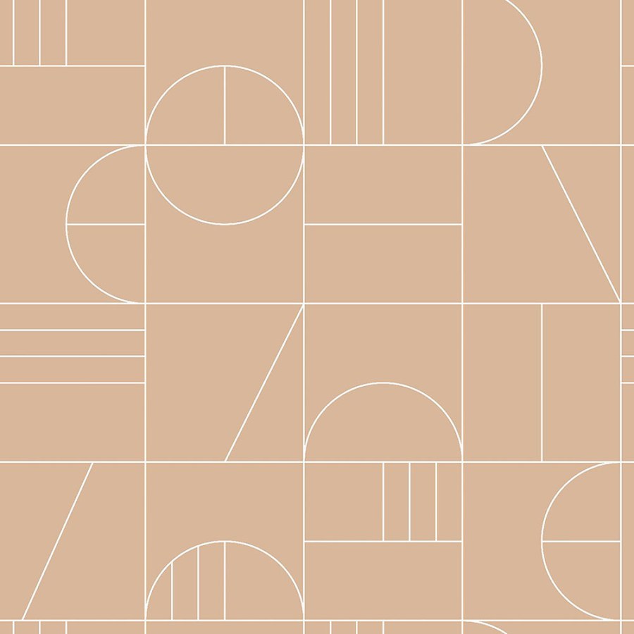 Smeđa flis tapeta za zid, geometrijski uzorak 139208, Art Deco, Est