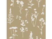 Smeđa flis tapeta za zid, cvijeće, listovi, 139483, Vintage Flowers, Esta Home