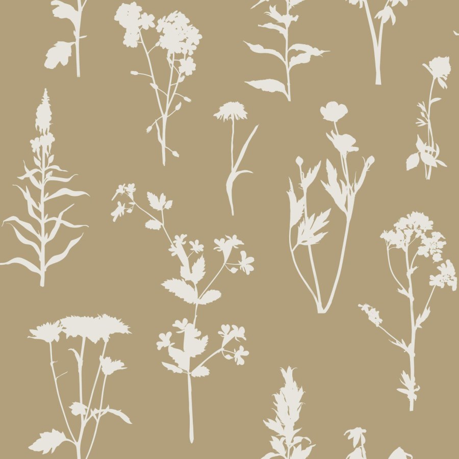 Smeđa flis tapeta za zid, cvijeće, listovi, 139483, Vintage Flowers, Esta Home
