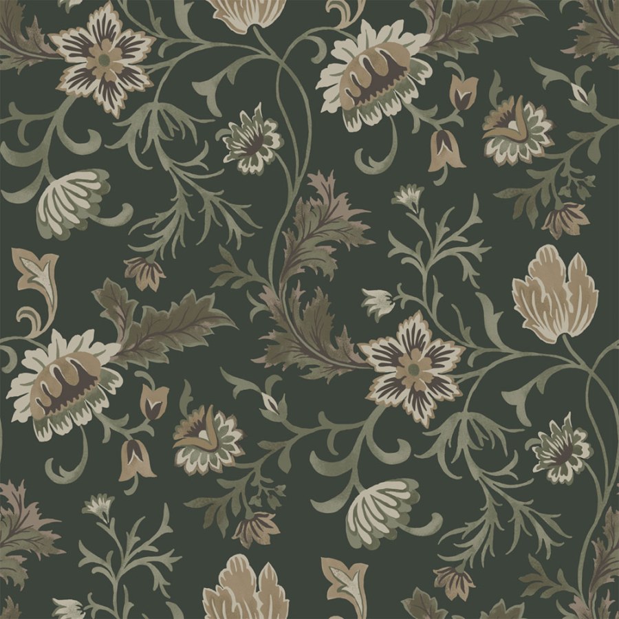 Cvjetna flis tapeta za zid, crna, 139417, Bloom, Esta Home - Esta Home