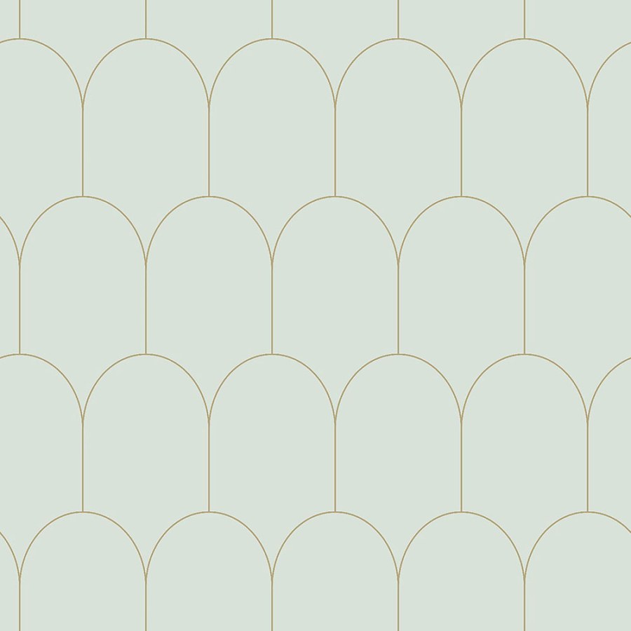 Mentol flis tapeta, geometrijski lučni uzorak 139202, Art Deco, Esta