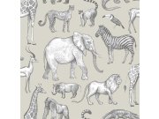 Mentol zelena flis tapeta Životinjice iz Afrike 139270, Forest Friends, Esta