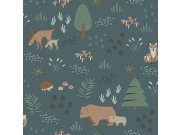 Esta Home - Plava dječja flis tapeta Životinjice u šumi 139248, Forest Friends, Esta Plava dječja flis tapeta Životinjice u šumi 139248, Forest Friends, Esta