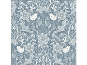 Esta Home - Plava flis tapeta s biljkama i ptičicama, 139477, Vintage Flowers, Esta Home Plava flis tapeta s biljkama i ptičicama, 139477, Vintage Flowers, Esta Home