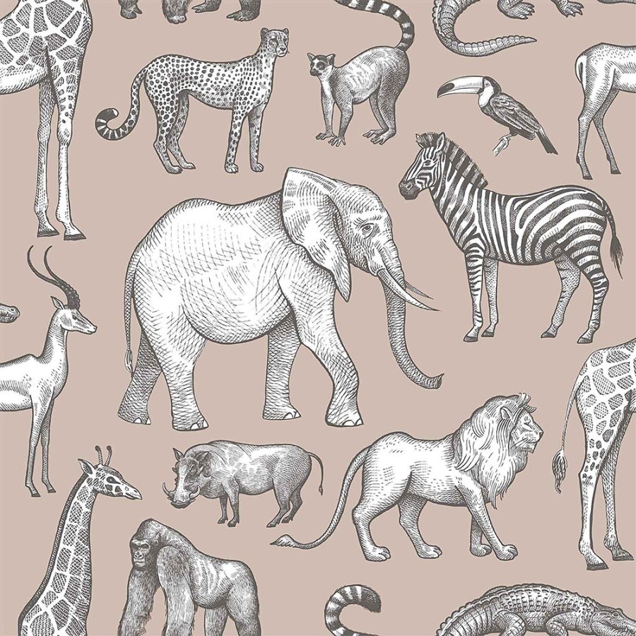 Staroružičasta flis tapeta Životinjice iz Afrike 139271, Forest Friends, Esta