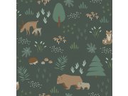 Siva flis dječja tapeta za zid Životinjice u šumi 139249, Forest Friends, Esta Esta Home